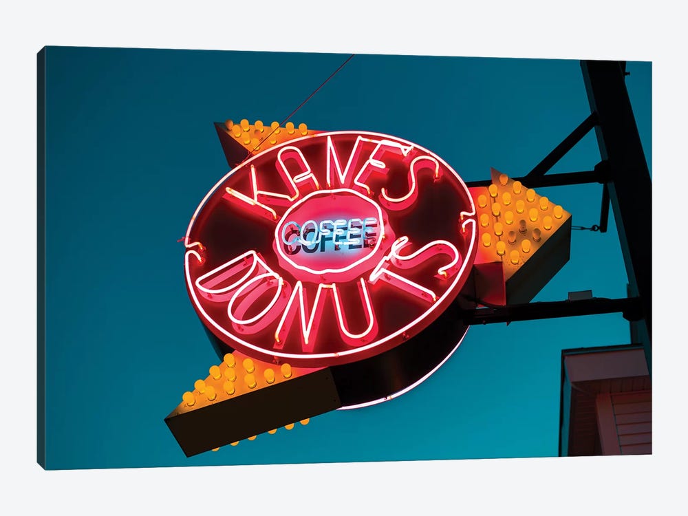Neon Sign, Kane's Donuts, Saugus, Essex County, Massachusetts, USA by Walter Bibikow 1-piece Art Print
