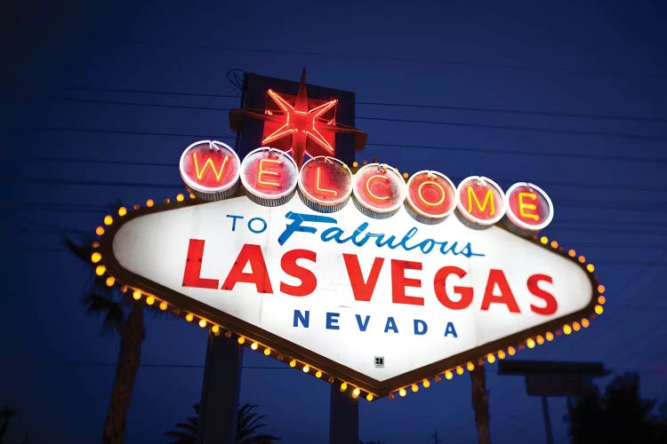 The "Welcome To Fabulous Las Vegas" Sign At Night, Paradise, Clark County, Nevada, USA