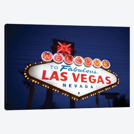 The "Welcome To Fabulous Las Vegas" Sign At Night, Paradise, Clark County, Nevada, USA Canvas Print #WBI55} by Walter Bibikow Canvas Art Print