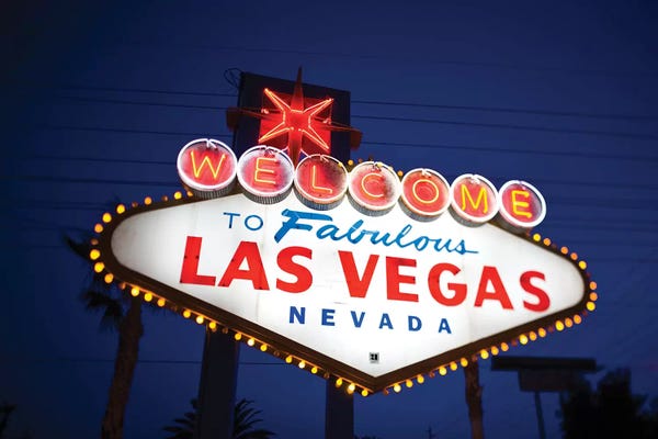 Nevada: The "Welcome To Fabulous Las Vegas" Sign At Night, Paradise, Clark County, Nevada, USA by Walter Bibikow