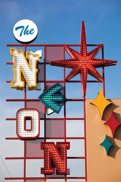 Signs: The Neon Boneyard Park Sign In Zoom, Neon Museum, North Las Vegas, Clark County, Nevada, USA by Walter Bibikow