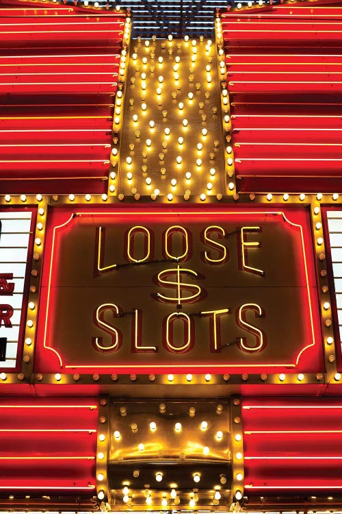 Neon Loose Slots Sign, Marquee, Sam Boyd's Fremont Hotel & Casino, Downtown Las Vegas, Nevada, USA