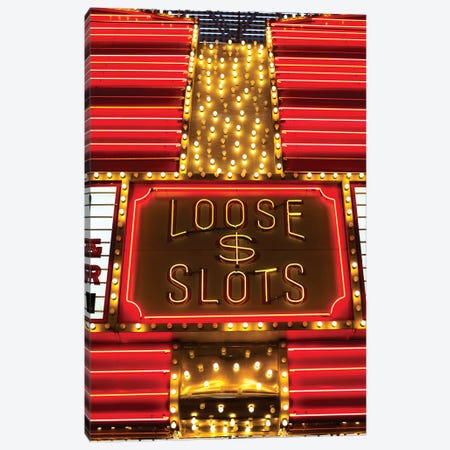 Neon Loose Slots Sign, Marquee, Sam Boyd's Fremont Hotel & Casino, Downtown Las Vegas, Nevada, USA Canvas Print #WBI59} by Walter Bibikow Canvas Art