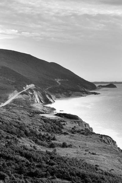 Nova Scotia: Coastal Landscape In B&W, Cap-Rouge, Cape Breton Island, Nova Scotia, Canada by Walter Bibikow