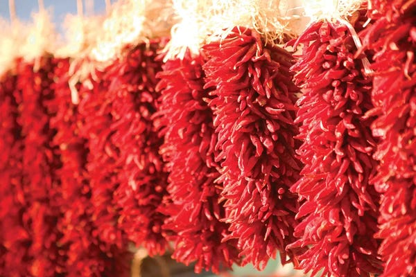 Walter Bibikow: Chili Pepper Ristras, Downtown, Santa Fe, New Mexico, USA by Walter Bibikow