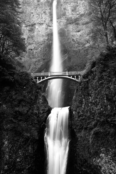 Oregon: Benson Footbridge In B&W, Multnomah Falls, Columbia River Gorge, Oregon, USA by Walter Bibikow