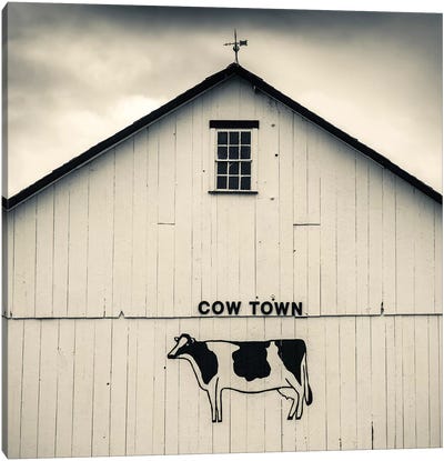 "Cow Town" Barn Signage, Bird-In-Hand, Lancaster County, Pennsylvania Dutch Country, Pennsylvania, USA Canvas Art Print - Farm Art