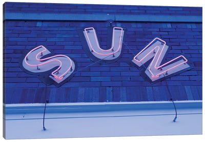 Neon Sign At Twilight, Sun Studios, Memphis, Shelby County, Tennessee, USA Canvas Art Print - Walter Bibikow