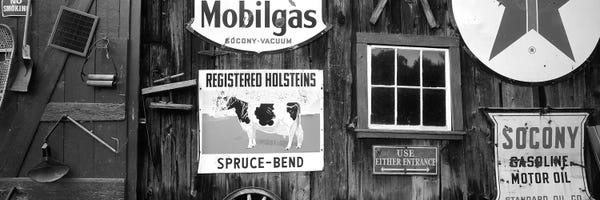 Vintage Americana On The Exterior Of An Old Building, Chester, Windsor County, Vermont, USA