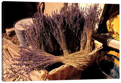 Lavender Bunches For Sale, Les Baux-de-Provence, Bouches-du-Rhone, Provence-Alpes-Cote d'Azur, France Canvas Art Print - Herb Art