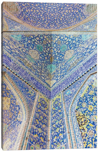 Iran, Esfahan, Naqsh-E Jahan Imam Square, Royal Mosque, Interior Mosaic Canvas Art Print - Middle Eastern Culture