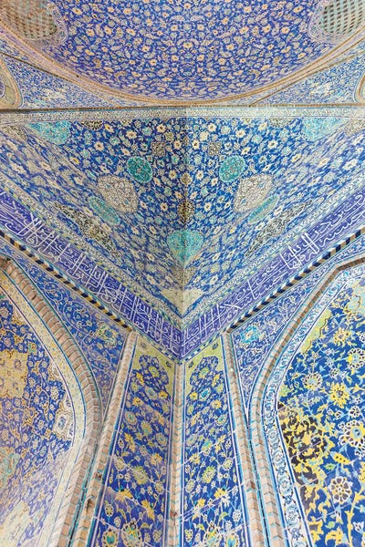 Middle Eastern Culture: Iran, Esfahan, Naqsh-E Jahan Imam Square, Royal Mosque, Interior Mosaic by Walter Bibikow