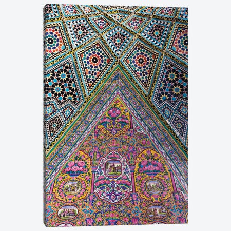 Iran, Shiraz, Nasir-Al Molk Mosque, Exterior Tilework Canvas Print #WBI85} by Walter Bibikow Canvas Wall Art
