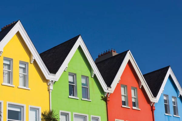 Walter Bibikow: Ireland, County Antrim, Whitehead, colorful houses I by Walter Bibikow