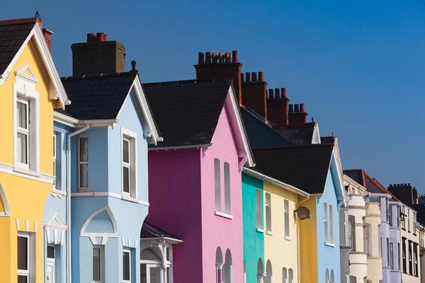 Walter Bibikow: Ireland, County Antrim, Whitehead, colorful houses II by Walter Bibikow