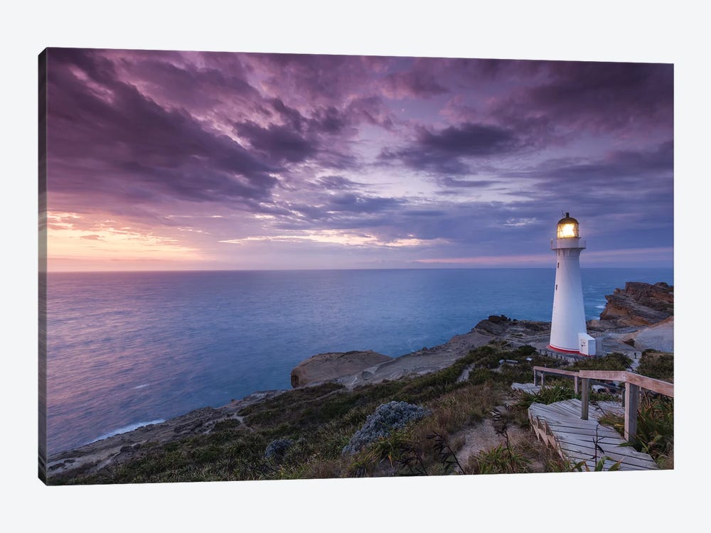New Zealand, North Island, Castlepoint. Castlepoint Lighthouse II by Walter Bibikow 1-piece Canvas Wall Art