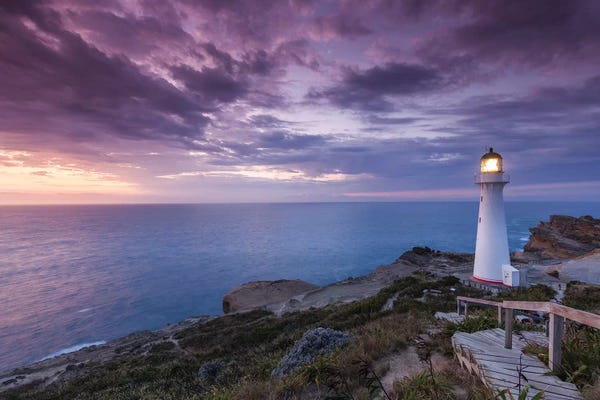 Walter Bibikow: New Zealand, North Island, Castlepoint. Castlepoint Lighthouse II by Walter Bibikow