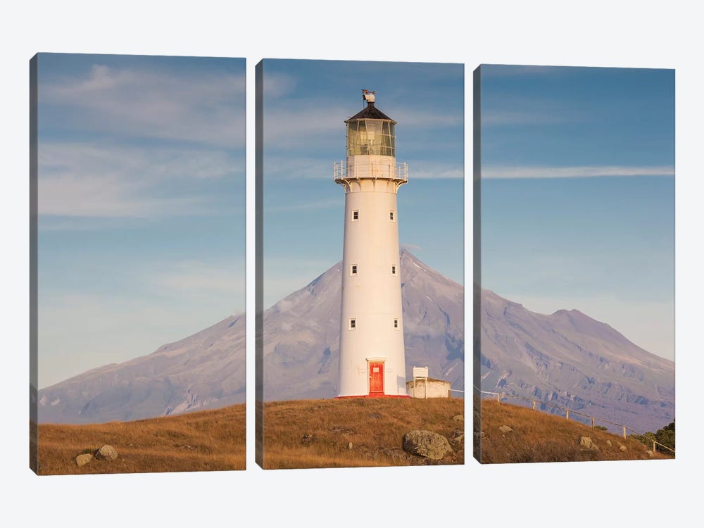 New Zealand, North Island, Pungarehu. Cape Egmont Lighthouse and Mt. Taranaki II by Walter Bibikow 3-piece Canvas Art