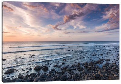 New Zealand, North Island, Pungarehu. Cape Egmont, seascape I Canvas Art Print - Cloudy Sunset Art
