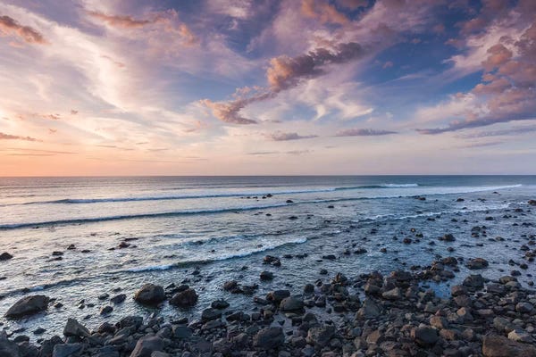 Cloudy Sunsets: New Zealand, North Island, Pungarehu. Cape Egmont, seascape I by Walter Bibikow