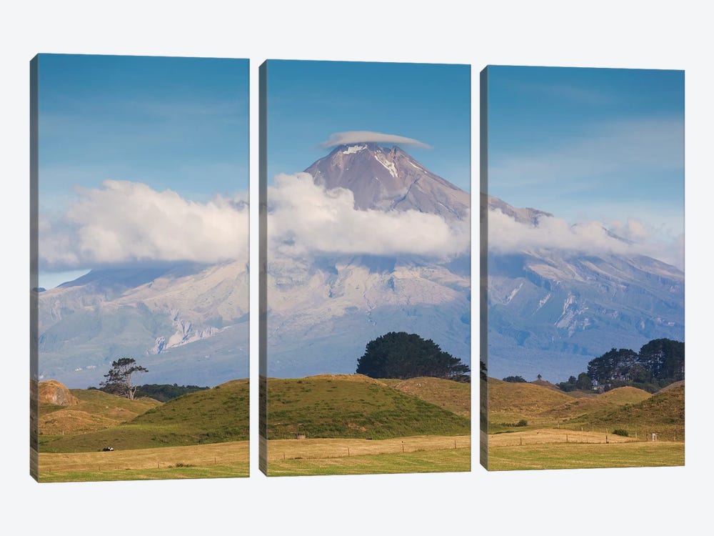 New Zealand, North Island, Pungarehu. Mt. Taranaki by Walter Bibikow 3-piece Art Print