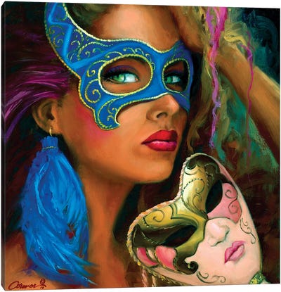 Le Masque Bleu Canvas Art Print - Wil Cormier