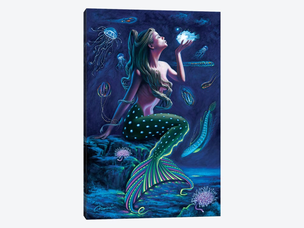 Bioluminescent Mermaid Canvas Art Print By Wil Cormier Icanvas