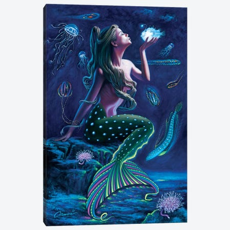 Bioluminescent Mermaid Canvas Print #WCO1} by Wil Cormier Art Print