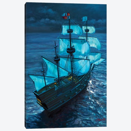 Moonlight Voyage Canvas Print #WCO21} by Wil Cormier Canvas Wall Art