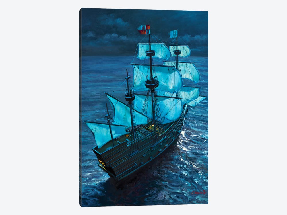 Moonlight Voyage by Wil Cormier 1-piece Canvas Art Print