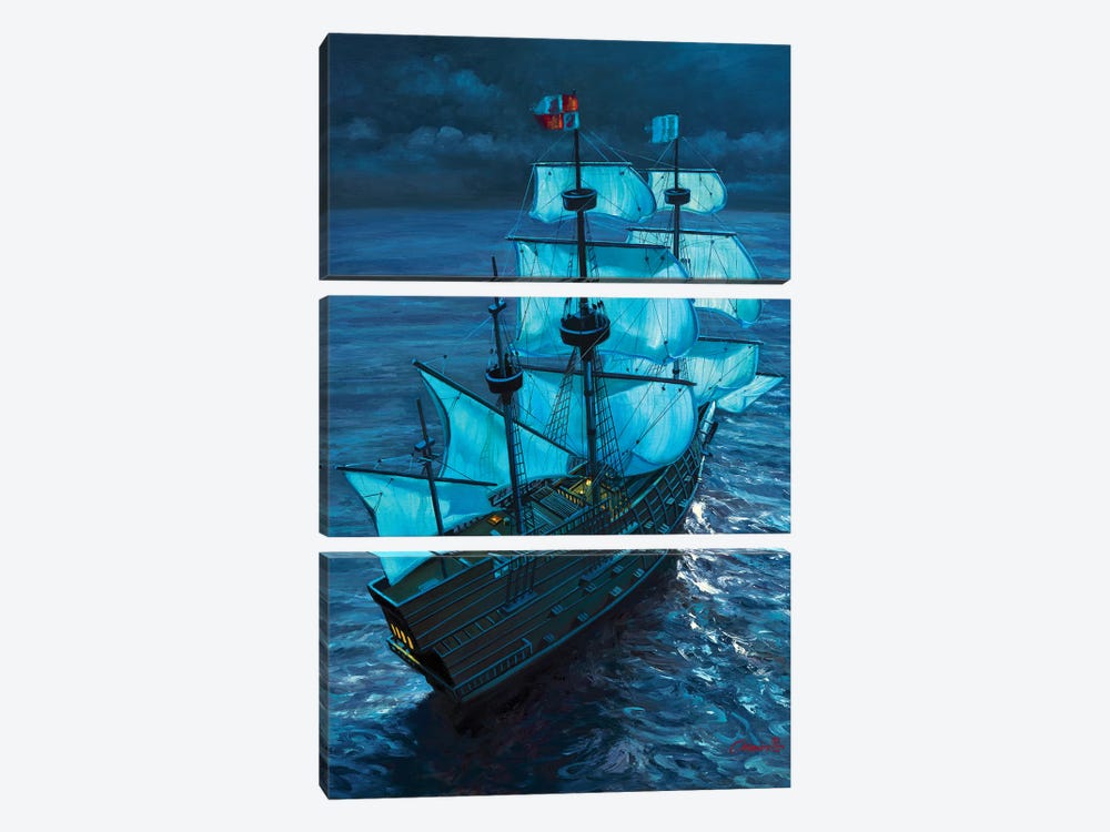 Moonlight Voyage by Wil Cormier 3-piece Canvas Art Print