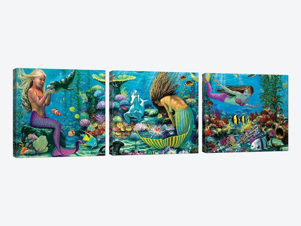 Neptunes Playground II by Wil Cormier 3-piece Canvas Art