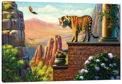 On Top Of The World Canvas Art Print - Tiger Art