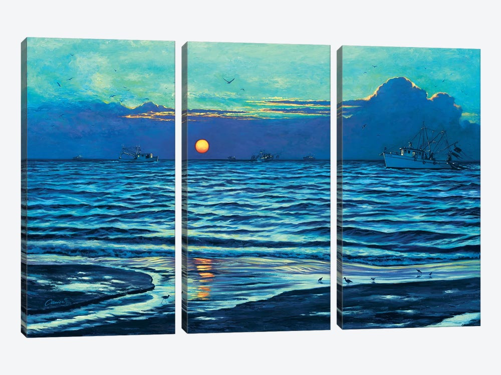 Sapelo Sunrise by Wil Cormier 3-piece Canvas Print