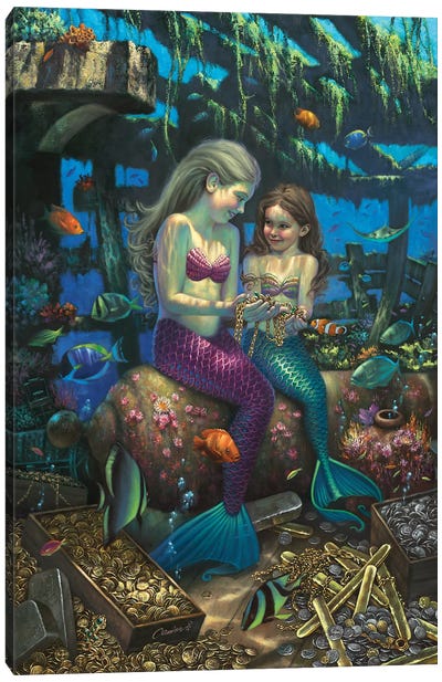 Angels Of The Deep Canvas Art Print - Mermaid Art