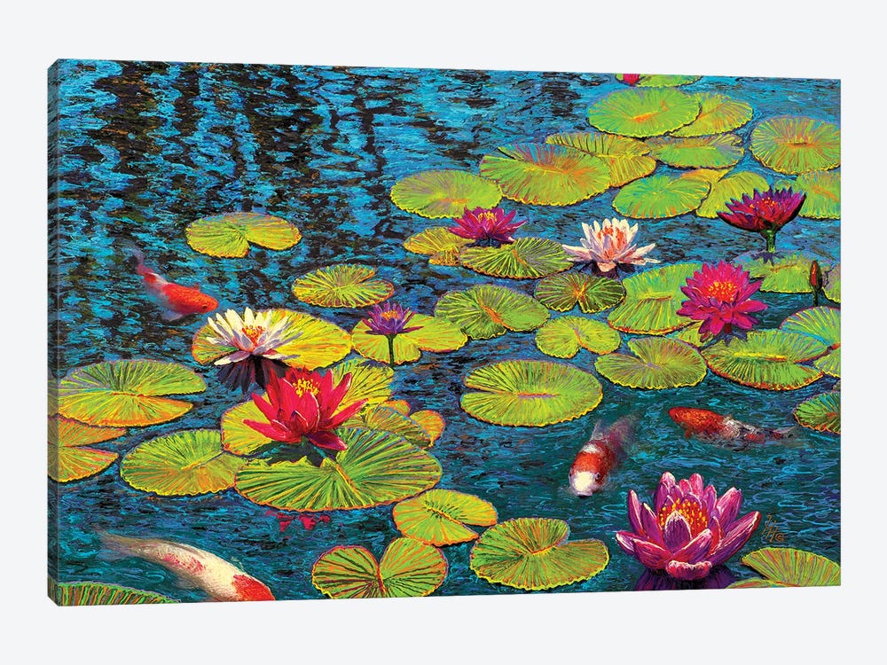 Lily Pond & Four Koi by Wil Cormier 1-piece Canvas Art Print