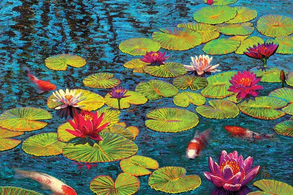 Wil Cormier: Lily Pond & Four Koi by Wil Cormier