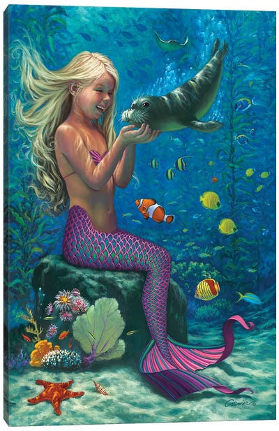 Special Friends Canvas Art Print - Mermaid Art