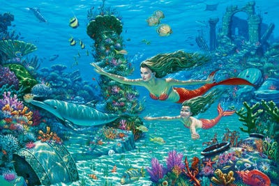 The Swimming Lesson by Wil Cormier canvas print