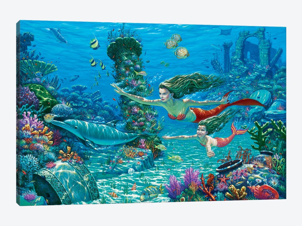 The Swimming Lesson by Wil Cormier 1-piece Canvas Art