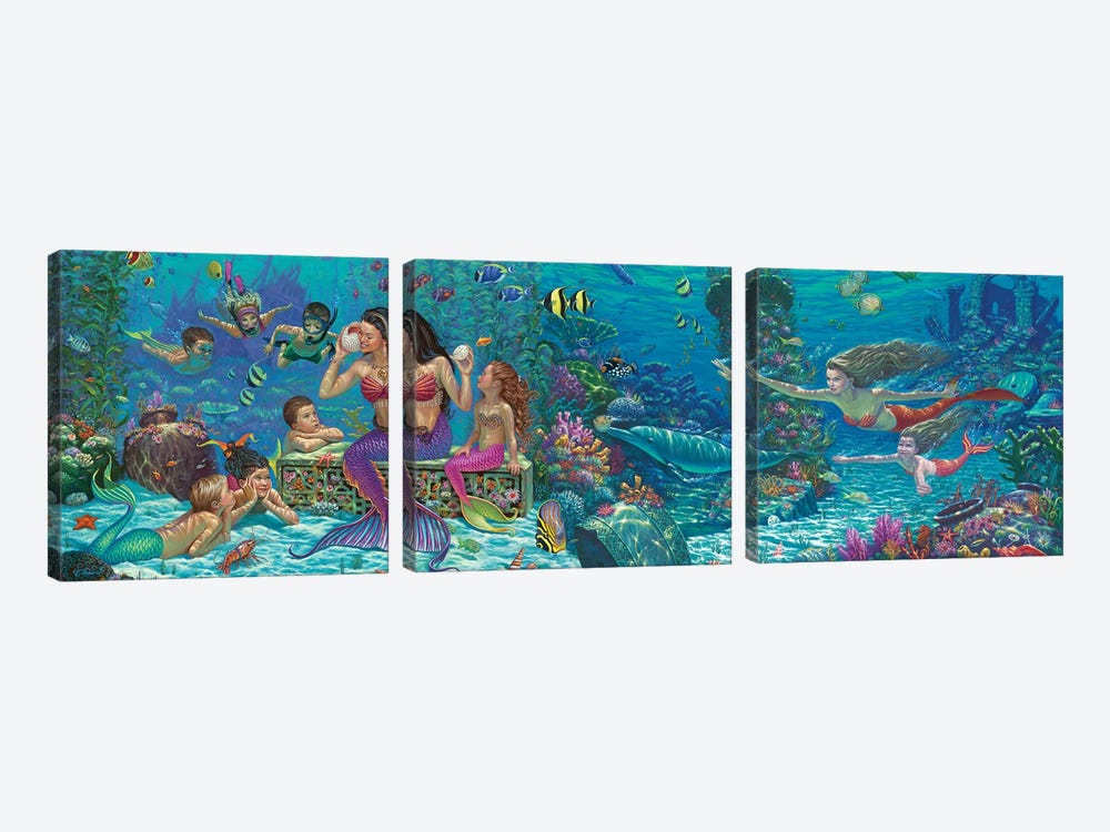 Mermaid Medley by Wil Cormier 3-piece Canvas Artwork