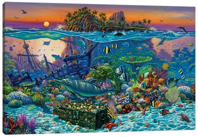 Coral Reef Island Canvas Art Print - Island Art