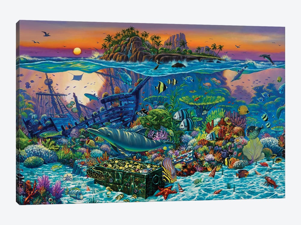 Coral Reef Island by Wil Cormier 1-piece Canvas Wall Art
