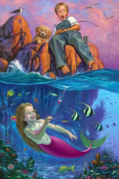 Kids Fantasy Art: Catch Of The Day by Wil Cormier