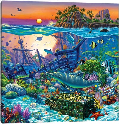 Coral Reef Island II Canvas Art Print - Ocean Treasures