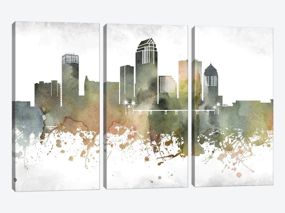 Tampa Skyline by WallDecorAddict 3-piece Canvas Print