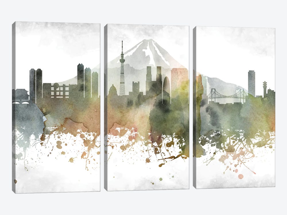 Tokyo Skyline by WallDecorAddict 3-piece Canvas Artwork