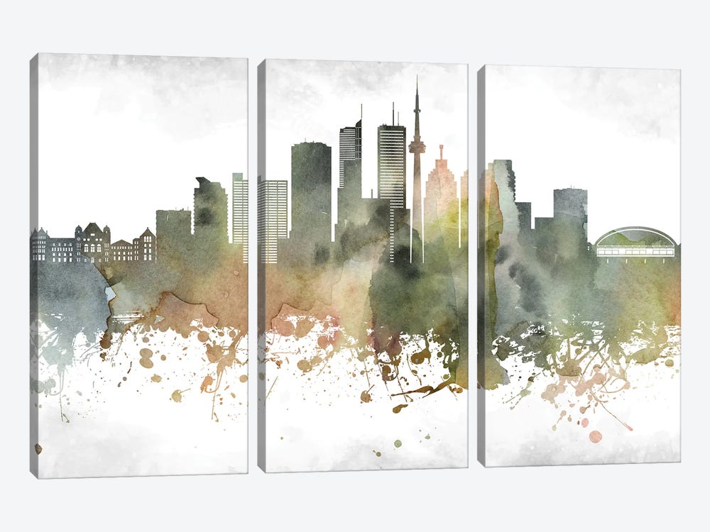 Toronto Skyline by WallDecorAddict 3-piece Canvas Wall Art