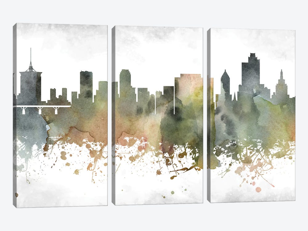 Tulsa Skyline by WallDecorAddict 3-piece Canvas Print
