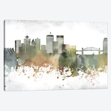 Vancouver Skyline Canvas Print #WDA1006} by WallDecorAddict Art Print
